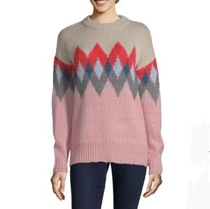 a.n.a Womens Crew Neck Long Sleeve Geometric Pullo